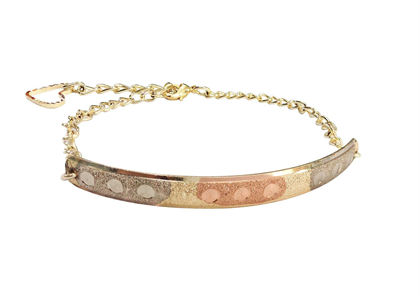 Tri Color Tone Plated Charm Fashion Bangle Bracelet